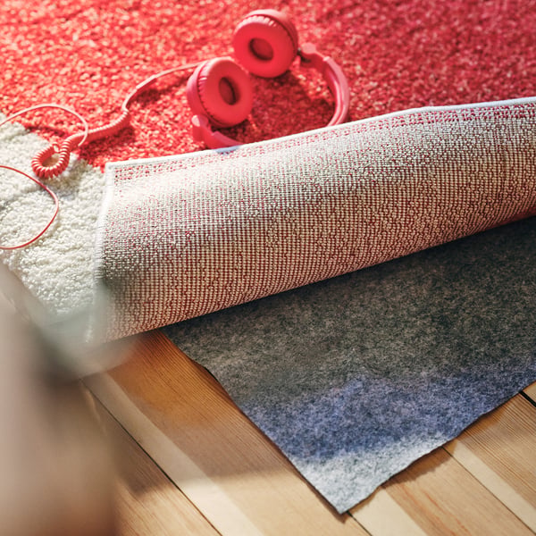 IKEA PS 2026 Rug, low pile, off-white/red, 5 ' 7 "x7 ' 10 "