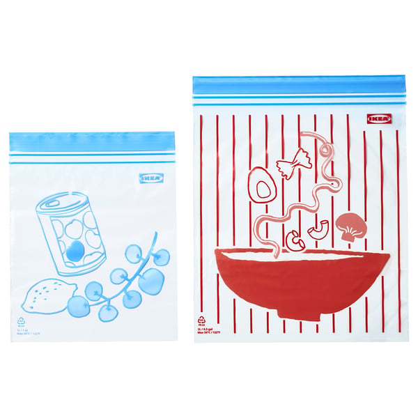 ISTAD Resealable bag, patterned blue/red, S/M