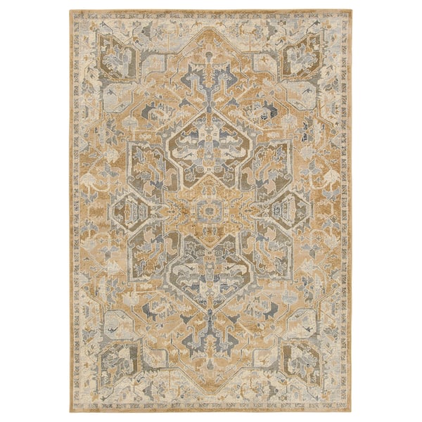 JÄRNVÄG Rug, low pile, ornament pattern beige/dark beige, 5 ' 3 "x7 ' 7 "
