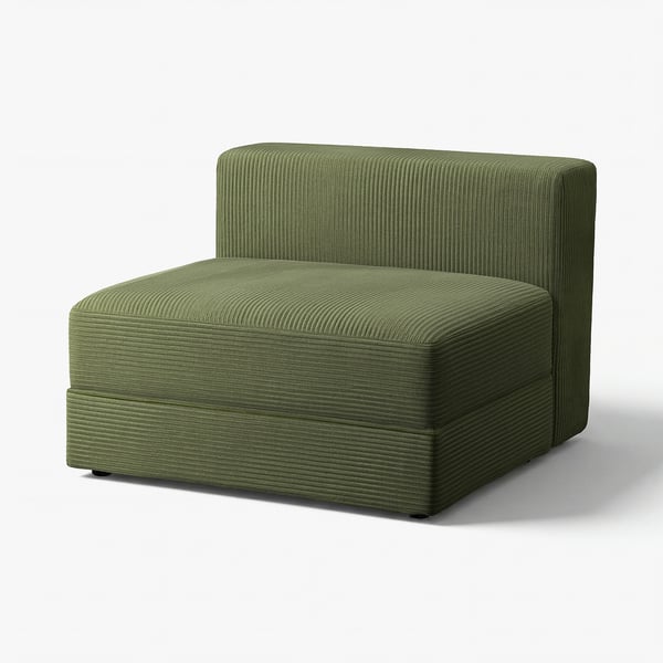 JÄTTEBO modular sofa in green, featuring ribbed fabric, rectangular shape with curved edges, and versatile design for comfortable seating.