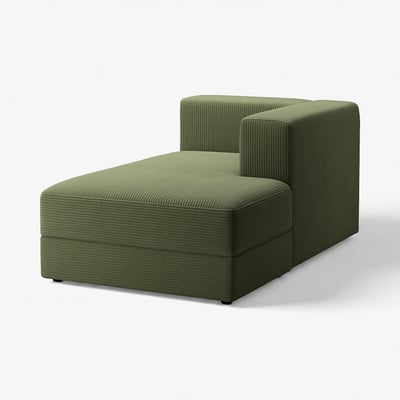 JÄTTEBO sofa: olive green, l-shaped, modern with clean lines, soft cushions, storage space.