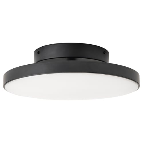 Modern, black ceiling lamp with sleek design, emitting diffused light, perfect for bathrooms.