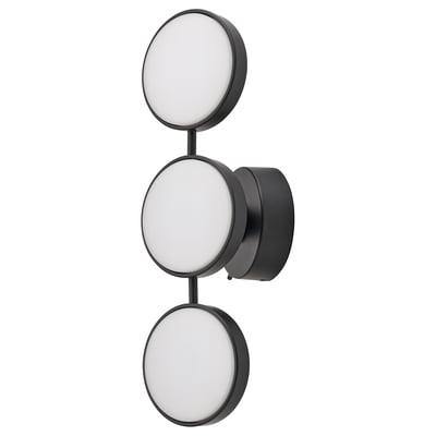 Kabompa wall lamp, triple circular design, black and white, modern art deco style.