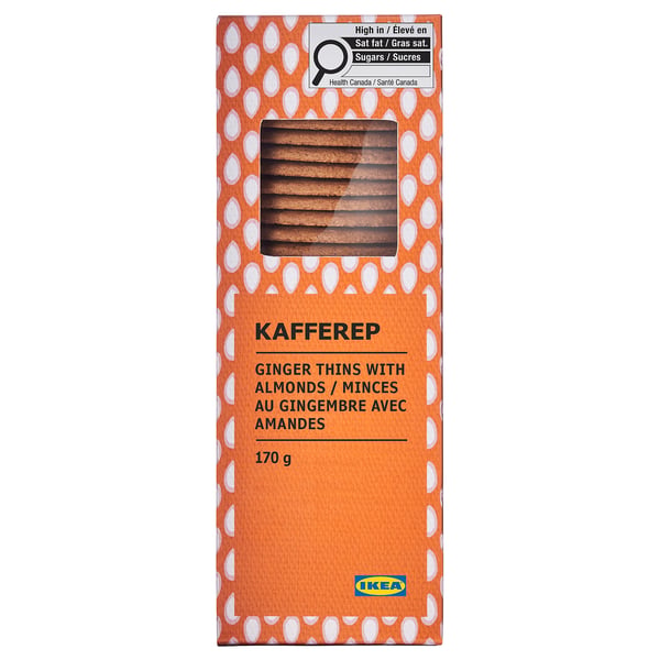 Ikea KAFFEREP ginger thins box with almonds, 170g.