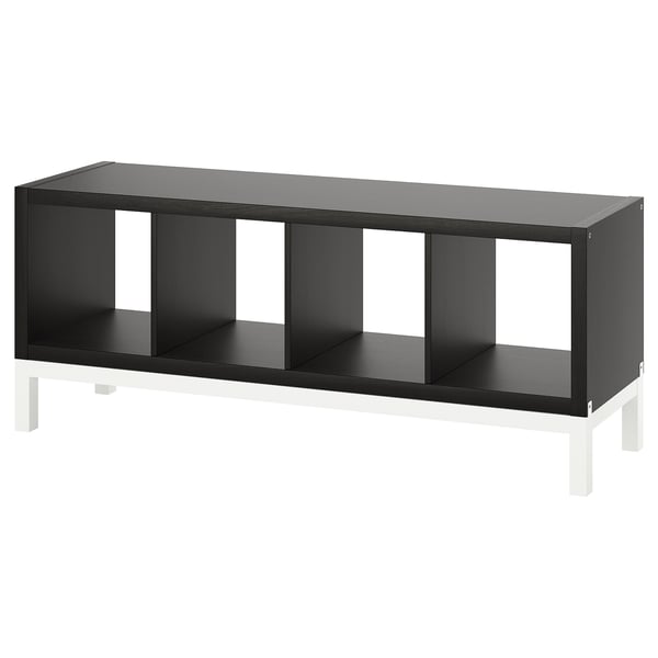 KALLAX Shelving unit with underframe, black-brown/white, 57 7/8x23 1/4 "