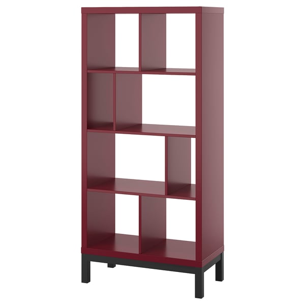 KALLAX Shelving unit with underframe, brown-red/black, 30 1/8x15 3/8x64 5/8 "