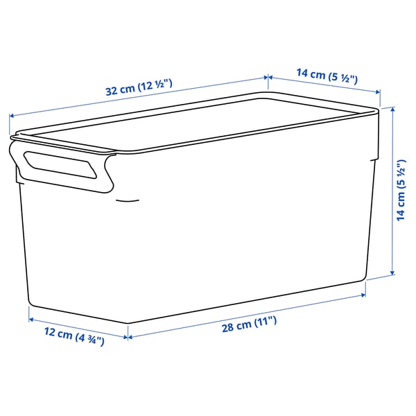 KLIPPKAKTUS Storage box for fridge, transparent, 12 ½x5 ½x5 ½ "
