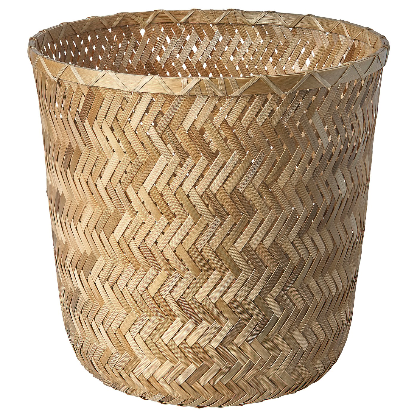 KLYNNON wicker basket, beige, round, handwoven bamboo.