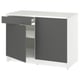 KNOXHULT kitchen unit: grey & white, marble top, 3 compartments, adjustable shelves.