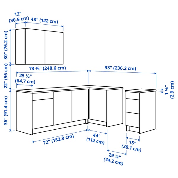 Illustration with measurements for the product: KNOXHULT.