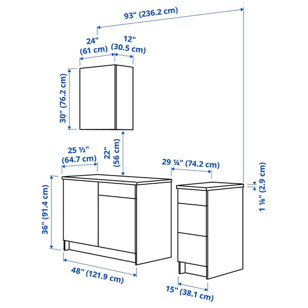 Illustration with measurements for the product: KNOXHULT.