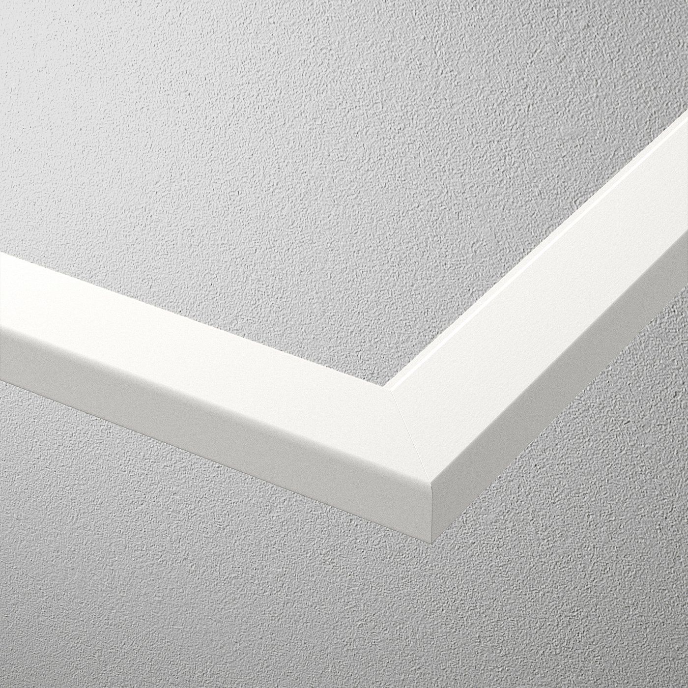Modal frame made of fiberboard with smooth edges, designed to hold tempered glass shelf.