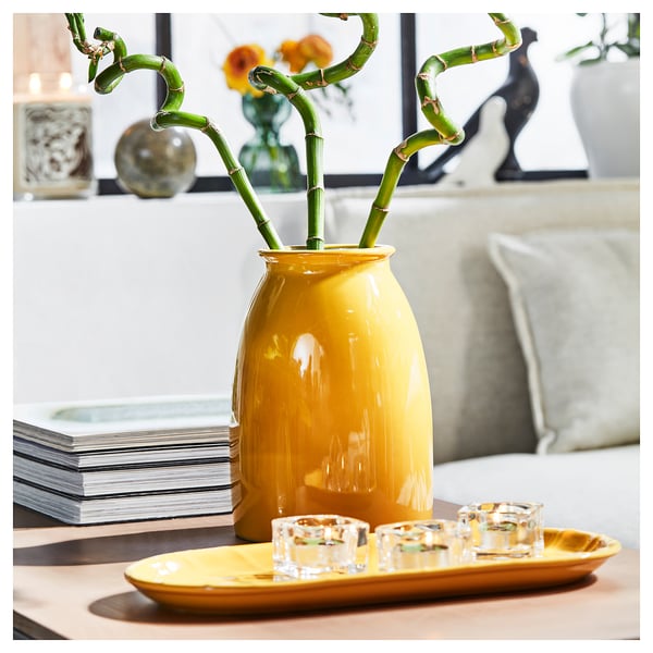 KOPPARBJÖRK Vase, bright yellow, 8 ¼ "