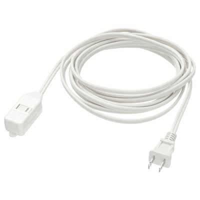 KOPPLA white extension cord. 5m, plastic. Plug and 2 outlets.