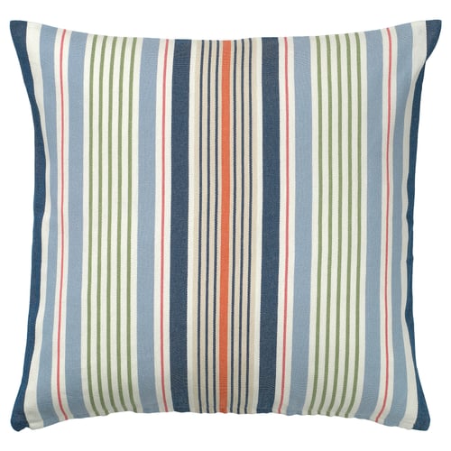Blue multi-striped pillow