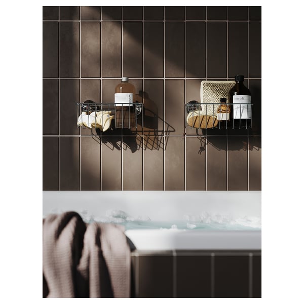 KROKFJORDEN Basket with suction cup, zinc plated, 9 ½x4 ¼ "