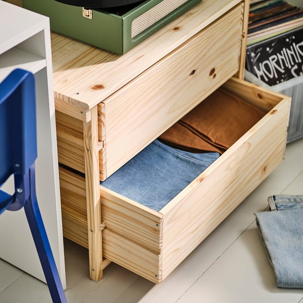KRONÖREN 2-drawer chest, pine, 29 7/8x18 7/8x21 5/8 "