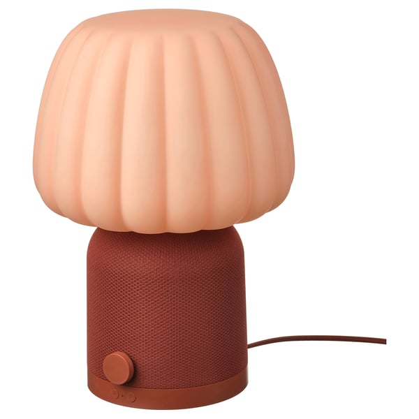 KULGLASS Bluetooth speaker lamp, red brown/pink