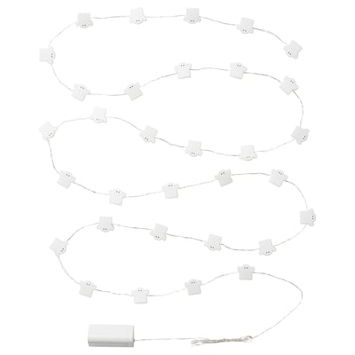 KUSTFYR LED lighting chain with 32 lights, ghost/battery operated white