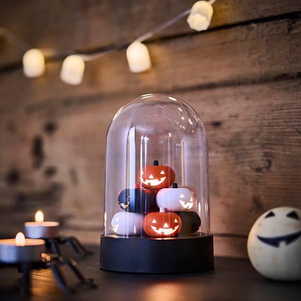 KUSTFYR LED table decoration, pumpkin/battery operated multicolor