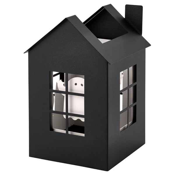 KUSTFYR Tealight holder, black, 7 "