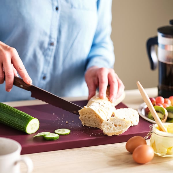 KUSTHOPPARE Chopping board, brown-red, 14 ¾x9 ¾ "