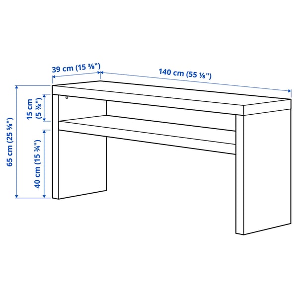 Illustration with measurements for the product: LACK.