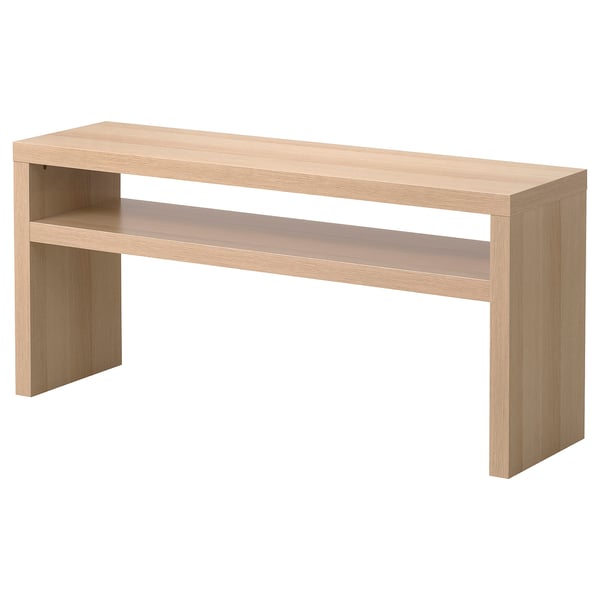 White stained oak LACK console table with 2 storage levels