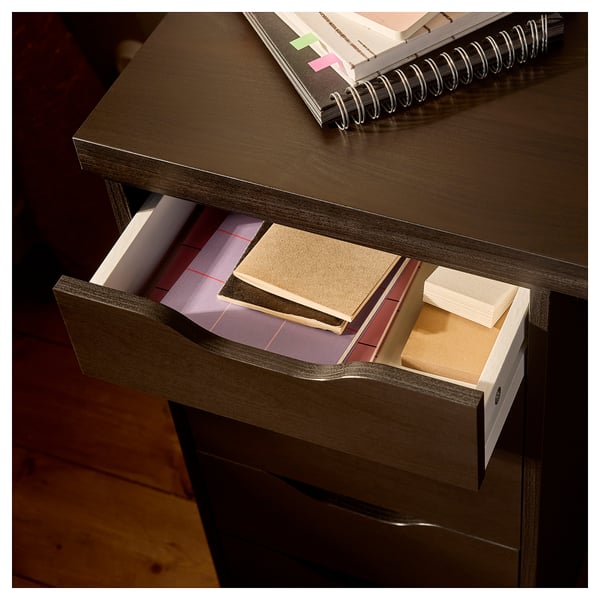LAGKAPTEN / ALEX Desk, black-brown, 55 1/8x23 5/8 "