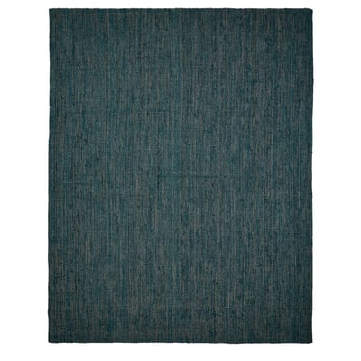 A LANDBANA rug, dark blue, square-shaped, with a flat-woven jute texture.