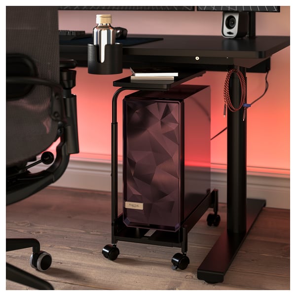 LÅNESPELARE Computer cart with shelf, black, 19 5/8x10 5/8 "