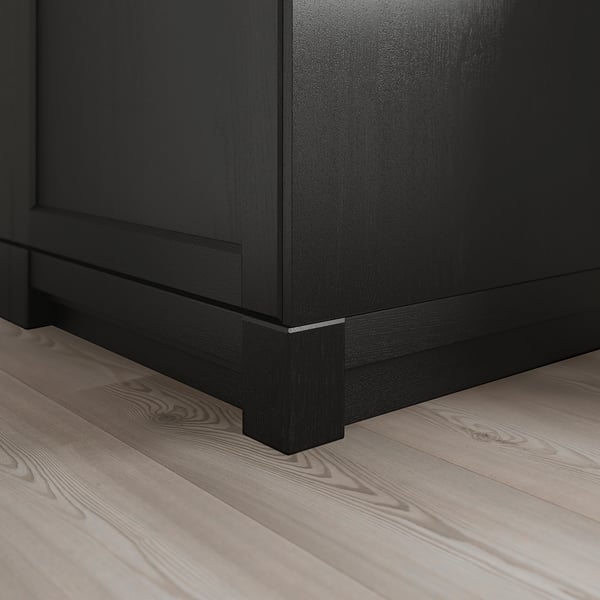 Black wooden plinth, likely kitchen cabinet base, showing sturdy support, robson style.