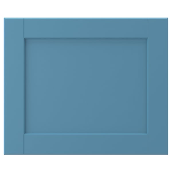 LERHYTTAN blue cabinet door, simple rectangular design, solid wood frame with bevelled edges, birch veneer centre panel.