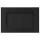 Black wooden cabinet door with dark wood grain texture, rectangular shape, and simple bevelled edges.