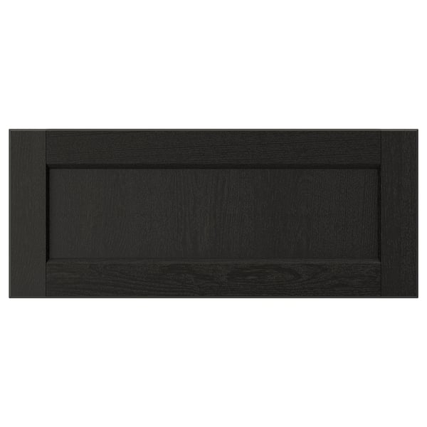 LERHYTTAN black kitchen drawer front, solid wood with bevelled edges, traditional design.