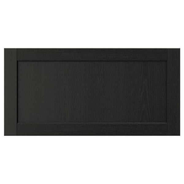 LERHYTTAN black kitchen cabinet, solid wood, rectangular, bevelled edges.