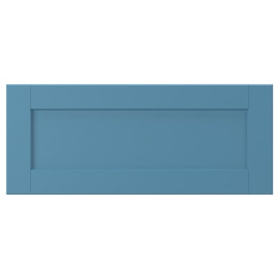 LERHYTTAN drawer front, blue, traditional design. Solid birch frame, bevelled edges, veneer panel, cosy rustic style.