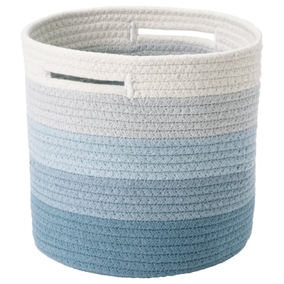 LILLÅKRE Basket, braided/blue multicolor, 7 ¾x7 7/8 "