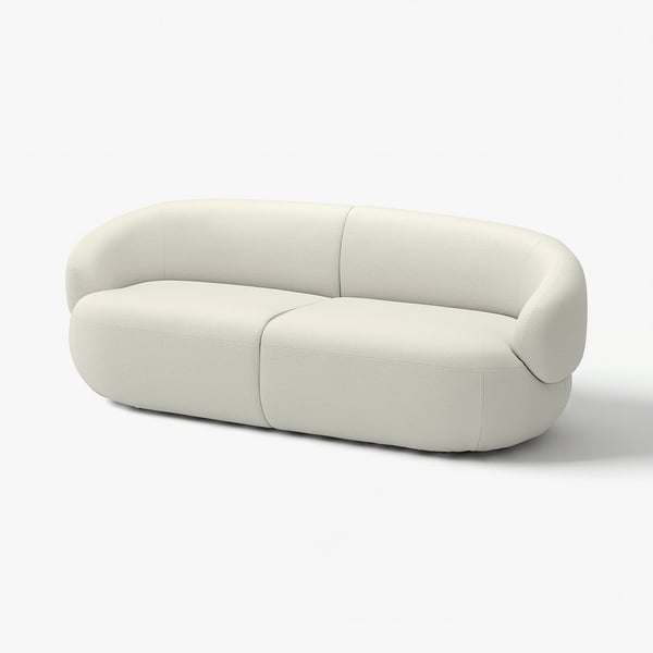 LILLESÄTER sofa: modern, white, rounded design, upholstered in soft fabric.