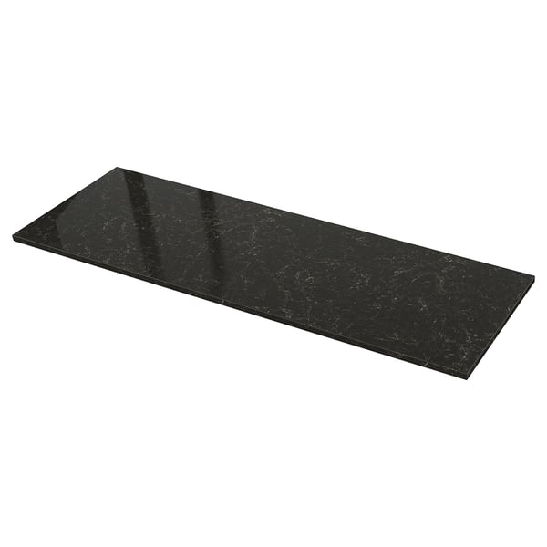 An ikea LOCKEBO black marble-patterned countertop made from recycled glass, showcasing a sleek and natural design.
