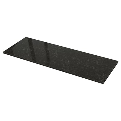 An ikea LOCKEBO black marble-patterned countertop made from recycled glass, showcasing a sleek and natural design.