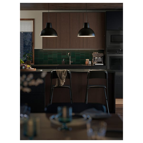 LOCKEBO Custom countertop, black marble effect/glass composite, 1 1/8 "
