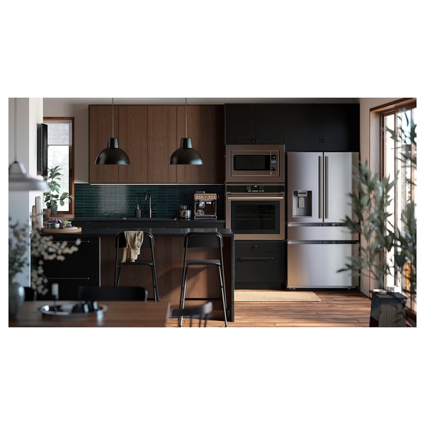 LOCKEBO Custom countertop, black marble effect/glass composite, 1 1/8 "
