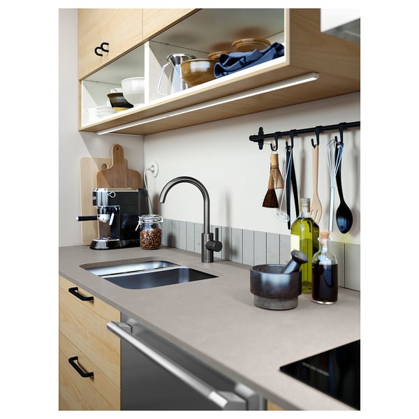 LOCKEBO Custom countertop, gray stone effect/glass composite, 3/4 "