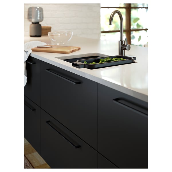 LOCKEBO Custom countertop, gray stone effect/glass composite, 3/4 "