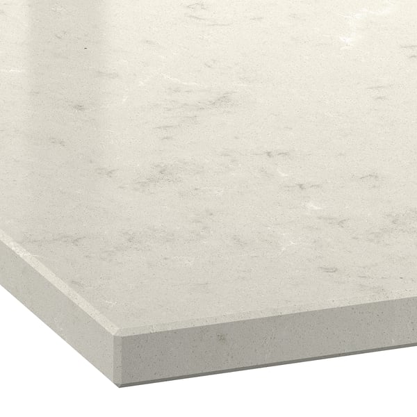 LOCKEBO Custom countertop, light gray white/gray/marble effect glass composite, 1 1/8 "