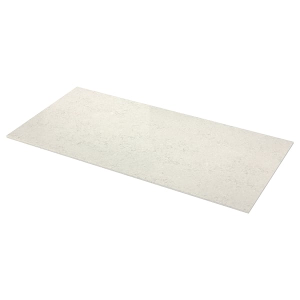 LOCKEBO Custom countertop, light gray white/gray/marble effect glass composite, 1 1/8 "