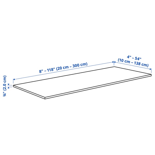 LOCKEBO Custom countertop, light gray/white marble effect/glass composite, 3/4 "