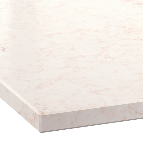LOCKEBO Custom countertop, off-white/beige marble effect/glass composite, 1 1/8 "
