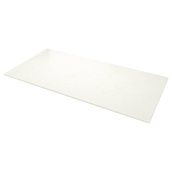 LOCKEBO Custom countertop, off-white brown/marble effect glass composite, 3/4 "